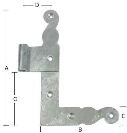 VINKELHÆNGSEL 215 MM NEDERST